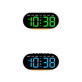2 pc Oval Digital Alarm Clock Bedroom, Alarm Clocks Big Number Dimmable, 12/24H, 7.1x3.1x1.2 inch