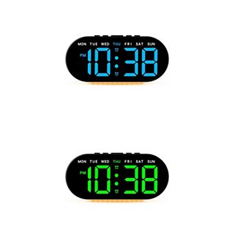 2 pc Oval Digital Alarm Clock Bedroom, Alarm Clocks Big Number Dimmable, 12/24H, 7.1x3.1x1.2 inch