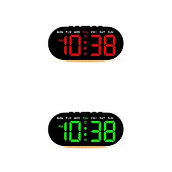 2 pc Oval Digital Alarm Clock Bedroom, Alarm Clocks Big Number Dimmable, 12/24H, 7.1x3.1x1.2 inch