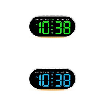 2 pc Oval Digital Alarm Clock Bedroom, Alarm Clocks Big Number Dimmable, 12/24H, 7.1x3.1x1.2 inch