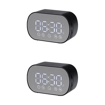 2 pc Small Dual Digital Alarm Clock, Mirror Alarms with FM Radio and Speaker Function 3.3x2x1.6 inch