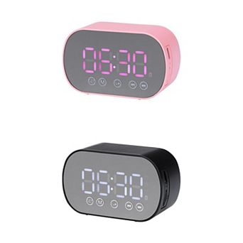 2 pc Small Dual Digital Alarm Clock, Mirror Alarms with FM Radio and Speaker Function 3.3x2x1.6 inch