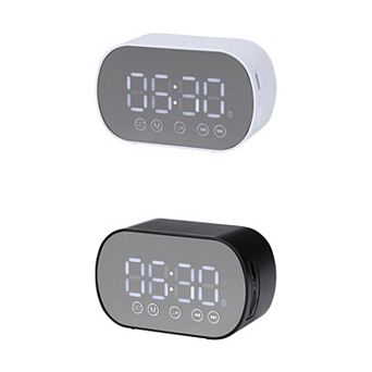 2 pc Small Dual Digital Alarm Clock, Mirror Alarms with FM Radio and Speaker Function 3.3x2x1.6 inch