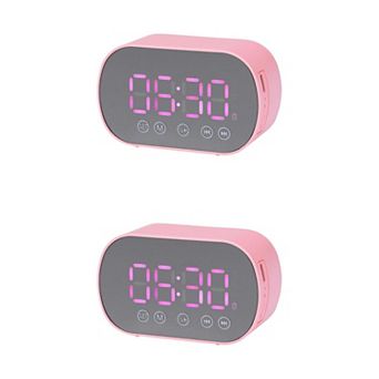 2 pc Small Dual Digital Alarm Clock, Mirror Alarms with FM Radio and Speaker Function 3.3x2x1.6 inch