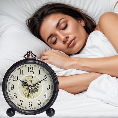 2Pcs Vintage Desk Clock, Silent Retro Silent Clocks, Battery Operated for Bedroom, 5.9x5.1x2 inch