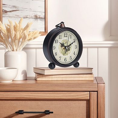 2Pcs Vintage Desk Clock, Silent Retro Silent Clocks, Battery Operated for Bedroom, 5.9x5.1x2 inch