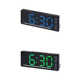 2 pc Digital Dual Alarm Clock, Dimmable, Date Day of Week Temp Snooze, 12/24H 6.1x2.4x1 inch