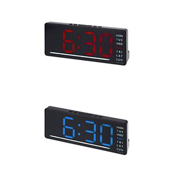 2 pc Digital Dual Alarm Clock, Dimmable, Date Day of Week Temp Snooze, 12/24H 6.1x2.4x1 inch