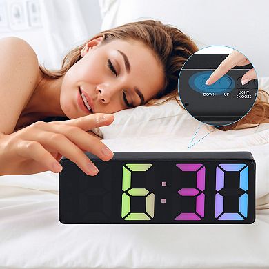 2Pcs Digital Alarm Clock w Numbers Display, Temperature, Adjustable Dimmable 12/24H, 6.3x2.4x1 inch
