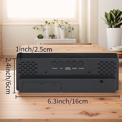 2Pcs Digital Alarm Clock w Numbers Display, Temperature, Adjustable Dimmable 12/24H, 6.3x2.4x1 inch