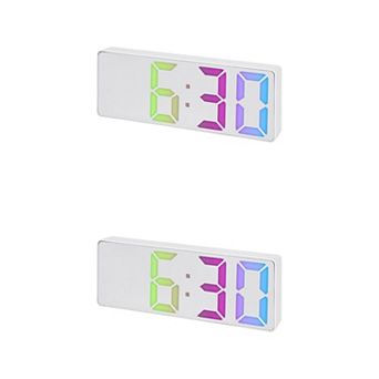 2 pc Digital Alarm Clock w Numbers Display, Temperature, Adjustable Dimmable 12/24H, 6.3x2.4x1 inch