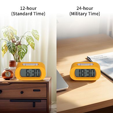 2Pcs Oval Digital Alarm Clock for Bedroom, Adjustable Alarms w Big Numbers Display, 5.4x2.6x2 inch