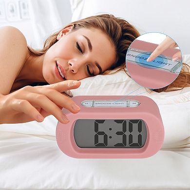 2Pcs Oval Digital Alarm Clock for Bedroom, Adjustable Alarms w Big Numbers Display, 5.4x2.6x2 inch