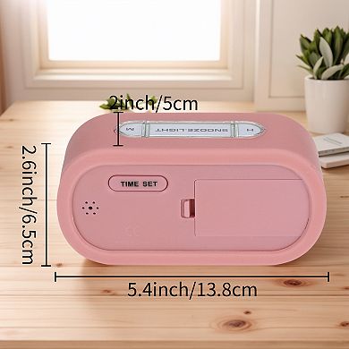 2Pcs Oval Digital Alarm Clock for Bedroom, Adjustable Alarms w Big Numbers Display, 5.4x2.6x2 inch