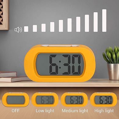 2Pcs Oval Digital Alarm Clock for Bedroom, Adjustable Alarms w Big Numbers Display, 5.4x2.6x2 inch
