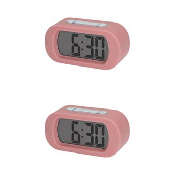 2 pc Oval Digital Alarm Clock for Bedroom, Adjustable Alarms w Big Numbers Display, 5.4x2.6x2 inch