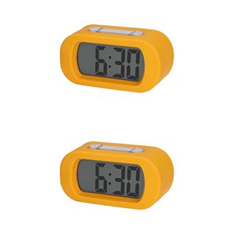 2 pc Oval Digital Alarm Clock for Bedroom, Adjustable Alarms w Big Numbers Display, 5.4x2.6x2 inch