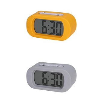 2 pc Oval Digital Alarm Clock for Bedroom, Adjustable Alarms w Big Numbers Display, 5.4x2.6x2 inch