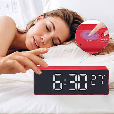 2Pcs Triple Alarm Clock, Big Numbers Display, Dimmable, Snooze, Temperature, 12/24H, 6.3x2.2x1 inch
