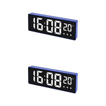 2 pc Triple Alarm Clock, Big Numbers Display, Dimmable, Snooze, Temperature, 12/24H, 6.3x2.2x1 inch