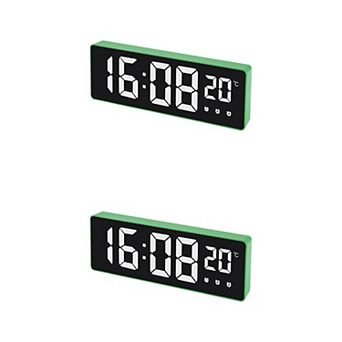 2 pc Triple Alarm Clock, Big Numbers Display, Dimmable, Snooze, Temperature, 12/24H, 6.3x2.2x1 inch