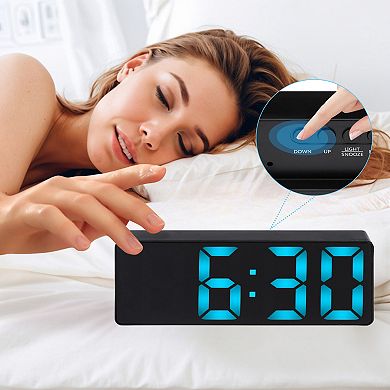 2Pcs Small Digital Alarm Clock for Bedroom with Big Numbers Display, Dimmable 12/24H, 6.3x2.4x1 inch