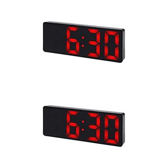 2 pc Small Digital Alarm Clock for Bedroom with Big Numbers Display, Dimmable 12/24H, 6.3x2.4x1 inch
