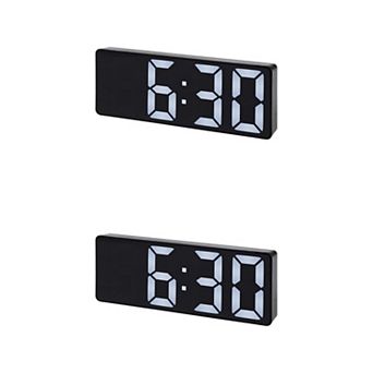 2 pc Small Digital Alarm Clock for Bedroom with Big Numbers Display, Dimmable 12/24H, 6.3x2.4x1 inch