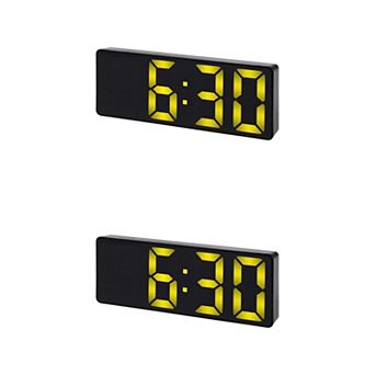 2 pc Small Digital Alarm Clock for Bedroom with Big Numbers Display, Dimmable 12/24H, 6.3x2.4x1 inch