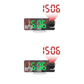 2 pc Projection Alarm Clocks with Big Numbers Temperature Display, Dimmable, 12/24H, 7.5x2.8x1 inch