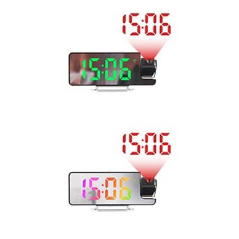 2 pc Projection Alarm Clocks with Big Numbers Temperature Display, Dimmable, 12/24H, 7.5x2.8x1 inch