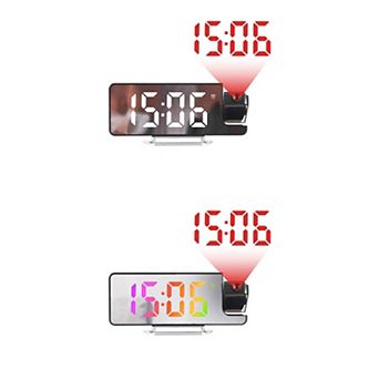 2 pc Projection Alarm Clocks with Big Numbers Temperature Display, Dimmable, 12/24H, 7.5x2.8x1 inch