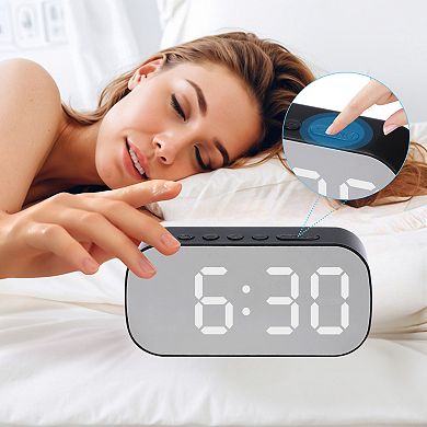 2Pcs Small Oval Digital Alarm Clock with Number Display, Adjustable Dimmable 12/24H 5.1x2.6x1.4 inch
