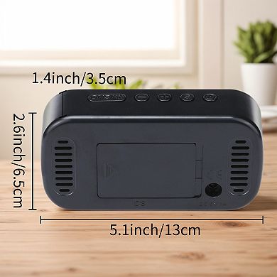2Pcs Small Oval Digital Alarm Clock with Number Display, Adjustable Dimmable 12/24H 5.1x2.6x1.4 inch