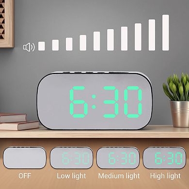 2Pcs Small Oval Digital Alarm Clock with Number Display, Adjustable Dimmable 12/24H 5.1x2.6x1.4 inch