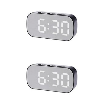 2 pc Small Oval Digital Alarm Clock with Number Display, Adjustable Dimmable 12/24H 5.1x2.6x1.4 inch