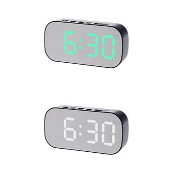 2 pc Small Oval Digital Alarm Clock with Number Display, Adjustable Dimmable 12/24H 5.1x2.6x1.4 inch