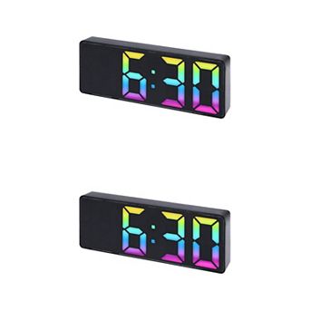 2 pc Digital Alarm Clock, Number LED Display Temperature, Adjustable Dimmable 12/24 H 6.3x2.4x1 inch