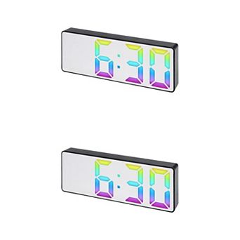 2 pc Digital Alarm Clock, Number LED Display Temperature, Adjustable Dimmable 12/24 H 6.3x2.4x1 inch
