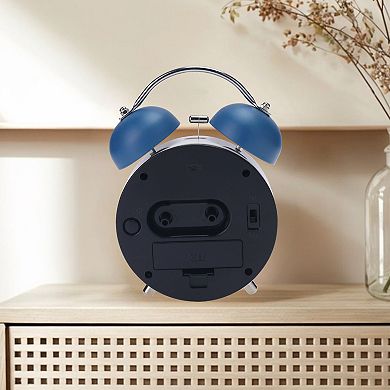 2Pcs Old Fashioned Circle Loud Alarm Clock with Night Light Battery Operated, 5.9x4.3x2 inch