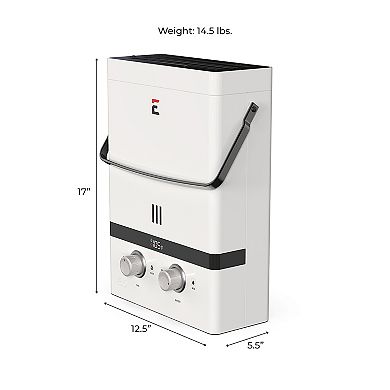 Luxé 1.5 GPM Portable Outdoor Tankless Water Heater w/ EccoFlo Diaphragm 12V Pump and Strainer