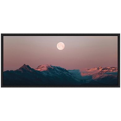 Sylvie Panoramic Pastel Moonrise over Icelandic Mountains Framed Canvas by Michael Schauer