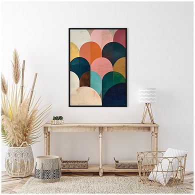 Sylvie Minimalist Geometric Abstract Jewel Tone Framed Canvas by The Creative Bunch Studio
