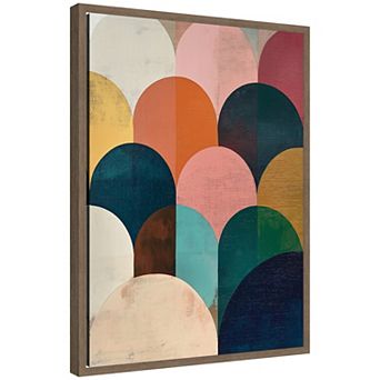 Sylvie Minimalist Geometric Abstract Jewel Tone Framed Canvas by The Creative Bunch Studio