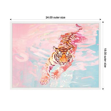 Sylvie Tiger Swim Vibrant Dopamine Landscape Framed Canvas by Honey Island Studio