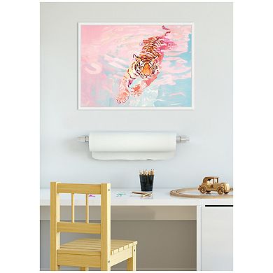 Sylvie Tiger Swim Vibrant Dopamine Landscape Framed Canvas by Honey Island Studio