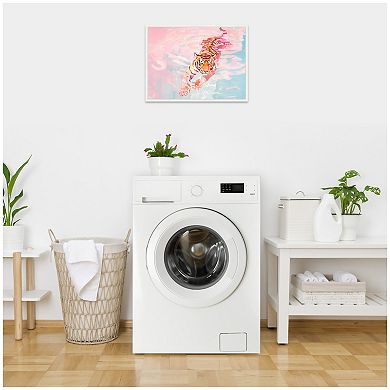 Sylvie Tiger Swim Vibrant Dopamine Landscape Framed Canvas by Honey Island Studio