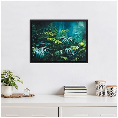 Sylvie Midnight Tropics Lush Landscape Framed Canvas by The Creative Bunch Studio