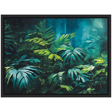 Sylvie Midnight Tropics Lush Landscape Framed Canvas by The Creative Bunch Studio