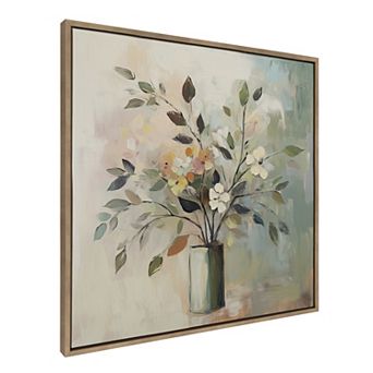 Sylvie Traditional Boho Floral Botanical I Framed Canvas by The Creative Bunch Studio